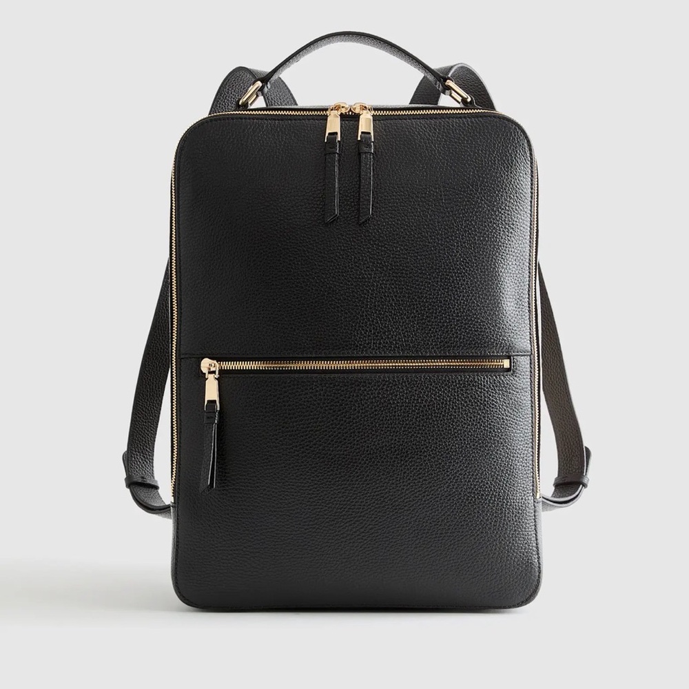 Quince Black Backpack with Gold Zippers